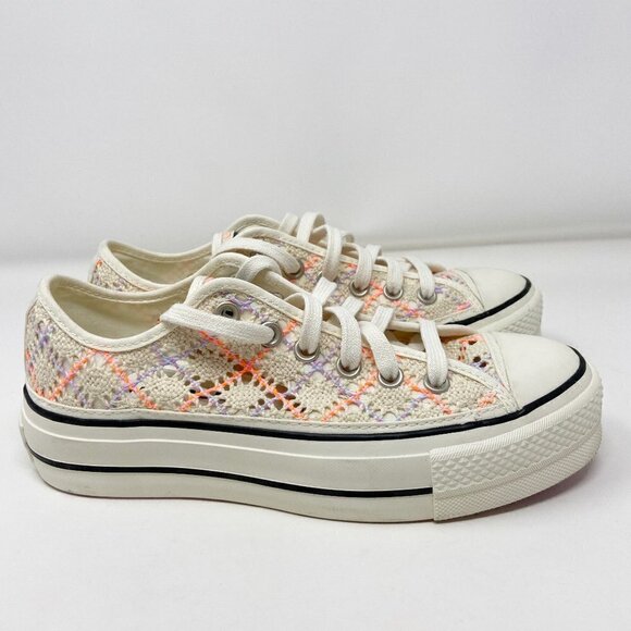 CONVERSE | Chuck Taylor All Star Platform Boho Crochet Wmns 8 Cream - Picture 4 of 11